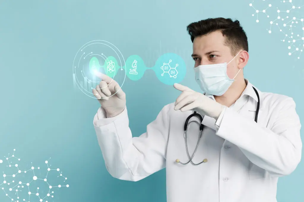 medical banner with doctor wearing mask